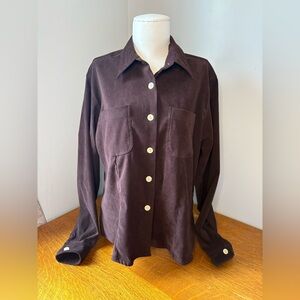 Newton Trading Co Women’s Dark Chocolate Brown Jacket Shacket Petite Large Light